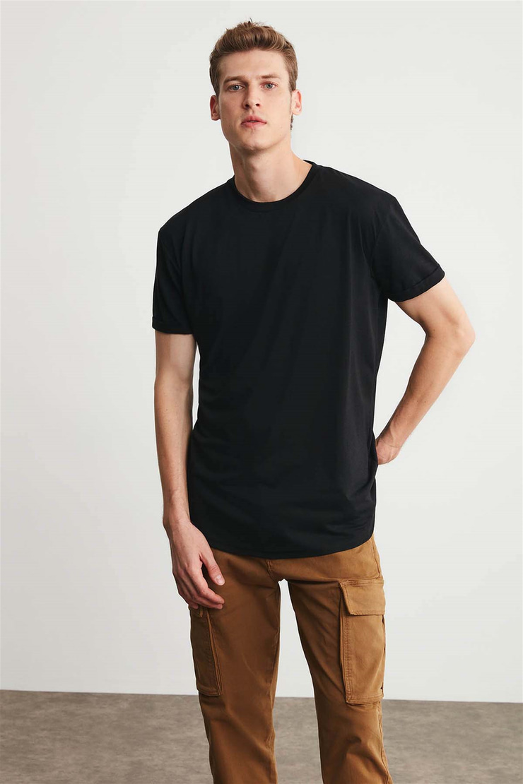 OSCAR Örme Comfort Fit Siyah  T-Shirt