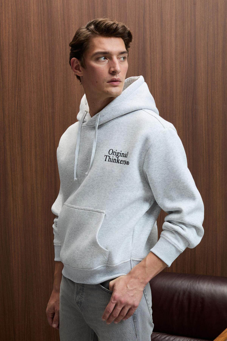 PASCAL Erkek Kapüşonlu Kanguru Cepli Önü Ve Sırtı Baskılı Regular Fit Grimelanj Sweatshirt