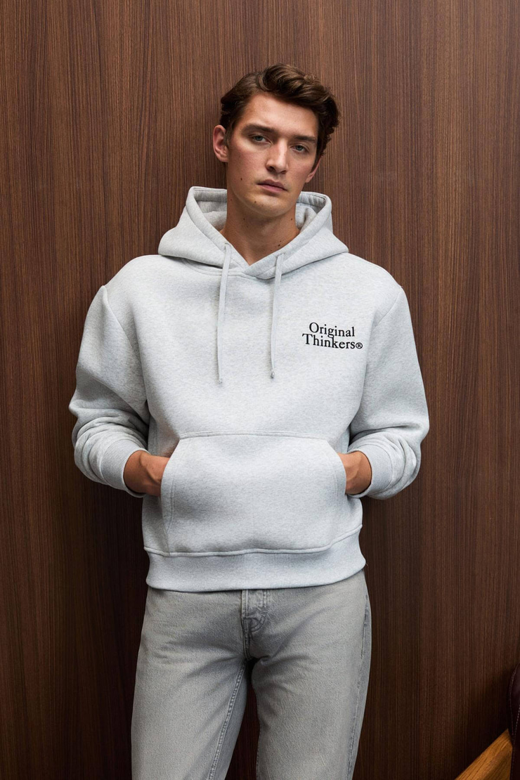 PASCAL Erkek Kapüşonlu Kanguru Cepli Önü Ve Sırtı Baskılı Regular Fit Grimelanj Sweatshirt