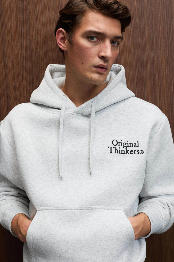 PASCAL Erkek Kapüşonlu Kanguru Cepli Önü Ve Sırtı Baskılı Regular Fit Grimelanj Sweatshirt