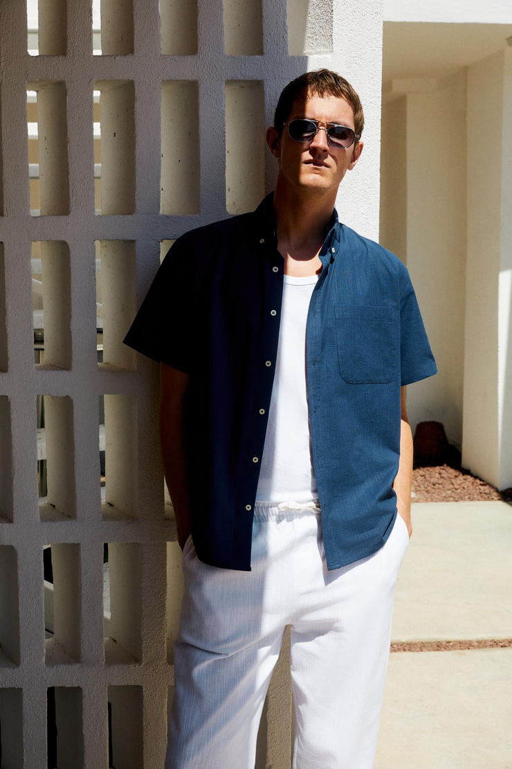 PASSI Erkek Kısa Kollu Tek Cepli Rahat Kesim Relaxed Fit Lacivert Gömlek