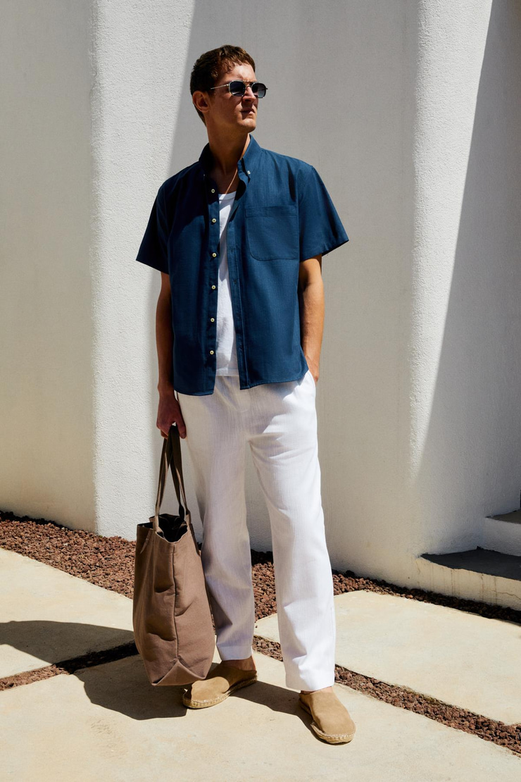 PASSI Erkek Kısa Kollu Tek Cepli Rahat Kesim Relaxed Fit Lacivert Gömlek