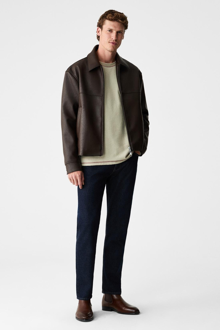 PATO Erkek %100 Organik Pamuklu Bisiklet Yaka Oversıze Uzun Kollu Bej T-Shirt