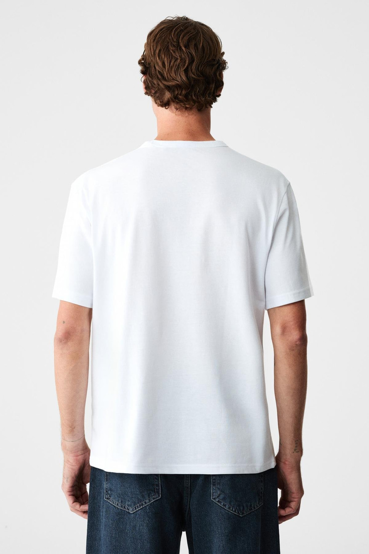 PELTZ Erkek Relaxed Bisiklet Yaka Kısa Kollu Beyaz T-Shirt