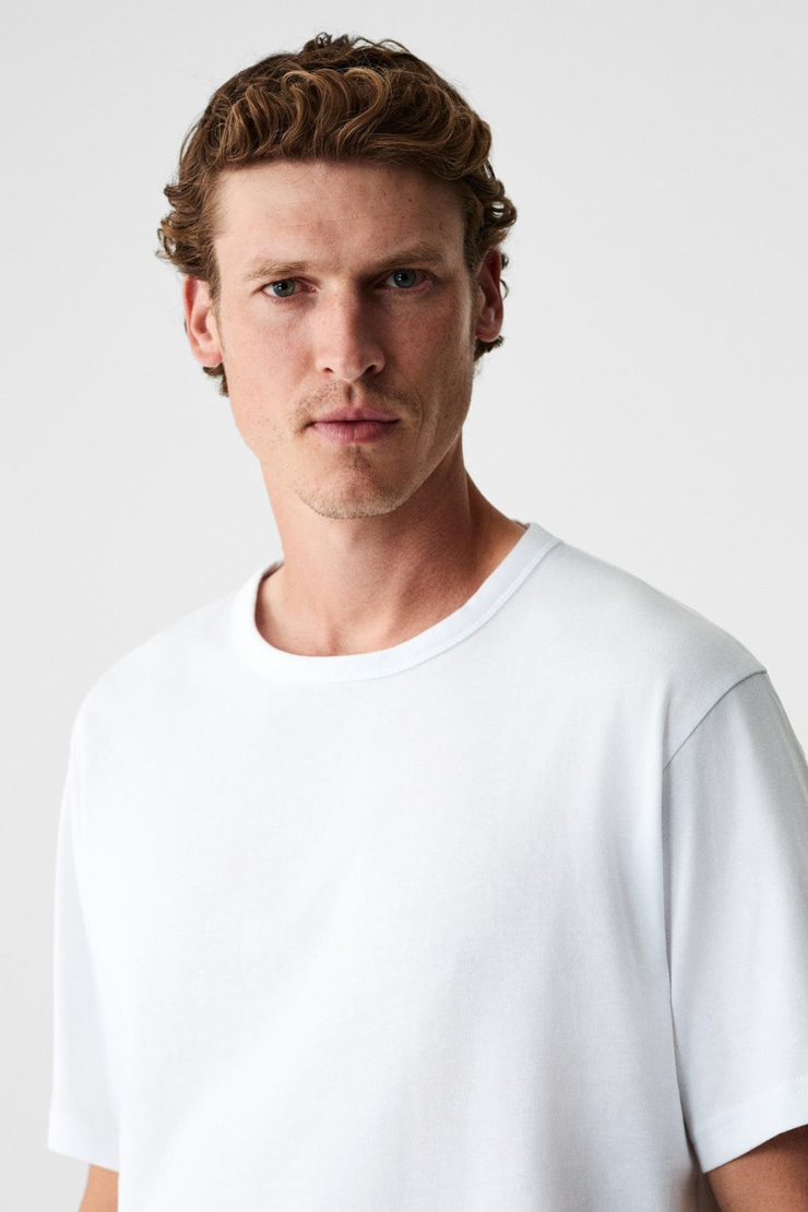 PELTZ Erkek Relaxed Bisiklet Yaka Kısa Kollu Beyaz T-Shirt