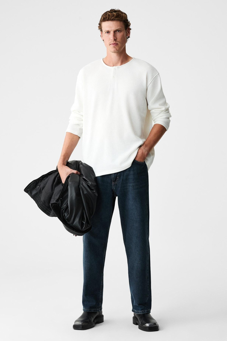 PELTZ Erkek Relaxed Bisiklet Yaka Kısa Kollu Beyaz T-Shirt