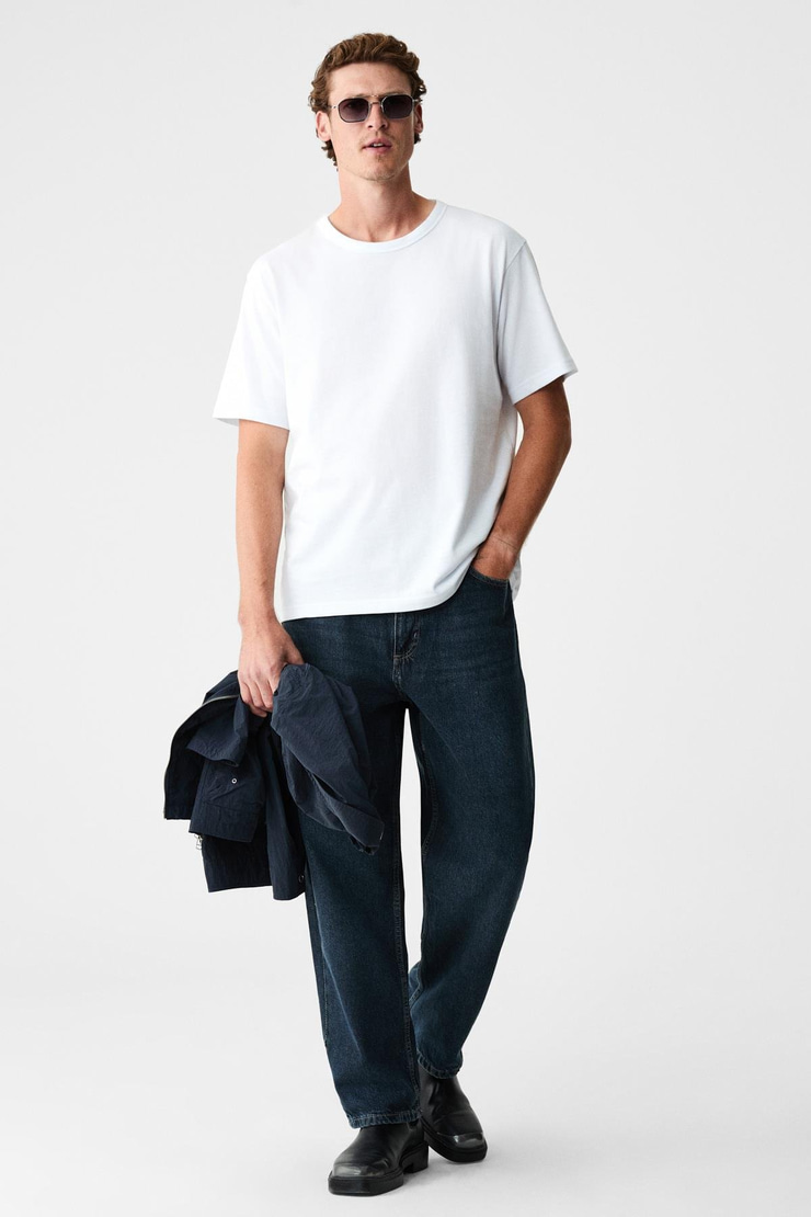 PELTZ Erkek Relaxed Bisiklet Yaka Kısa Kollu Beyaz T-Shirt