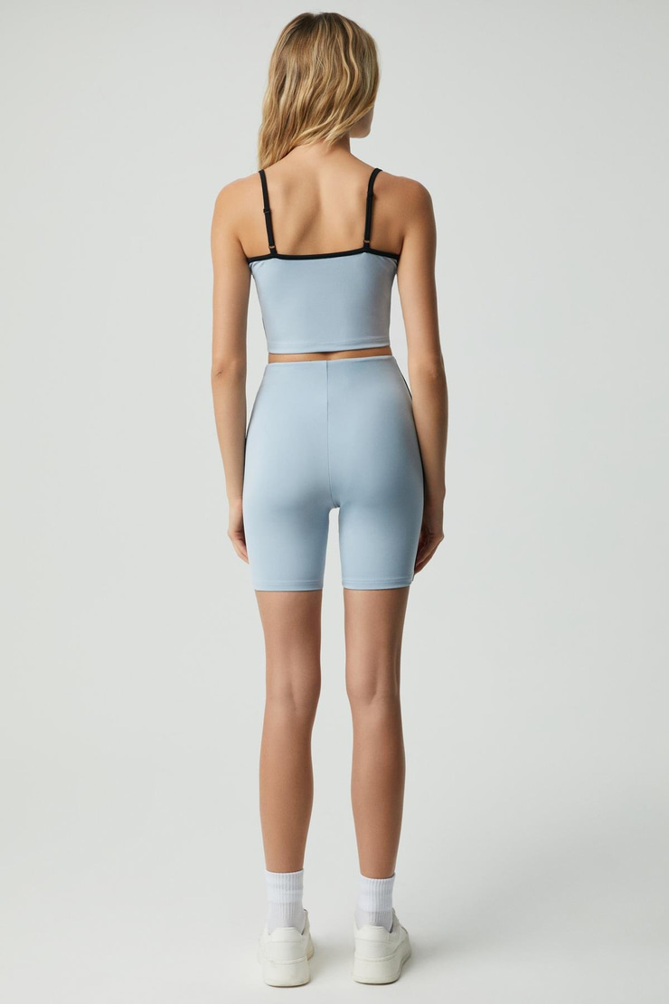 PHARSA Kadın Şerit Biyeli Yumuşacık Açık Mavi Şort