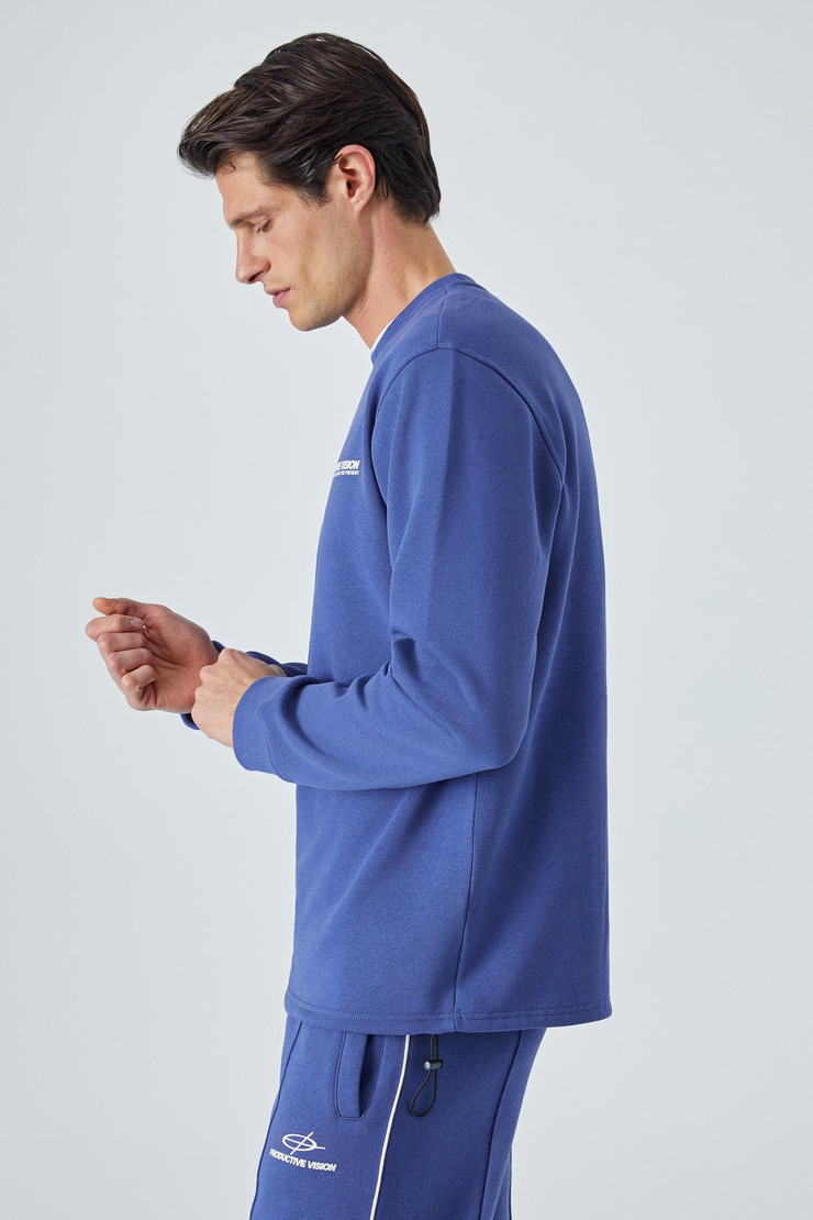 PING Erkek Bisiklet Yaka Relaxed Önü Baskı Detaylı Beli Lastikli Lacivert Eşofman Takımı