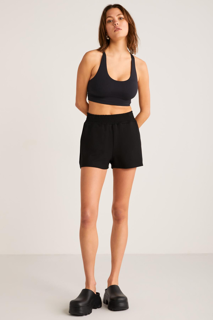PIXIE  Relaxed Siyah Tekli Şort