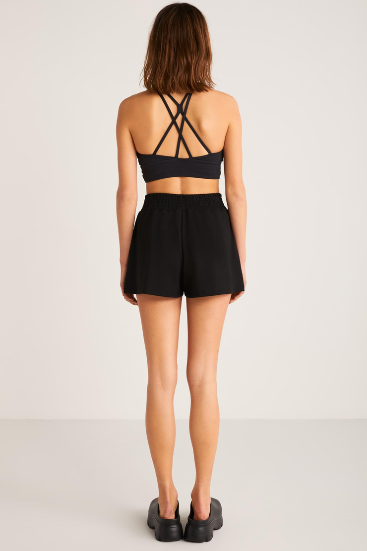 PIXIE  Relaxed Siyah Tekli Şort