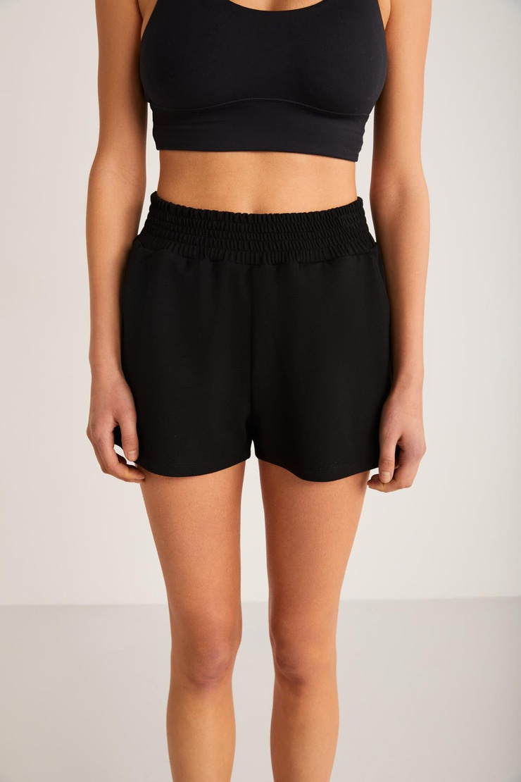 PIXIE  Relaxed Siyah Tekli Şort