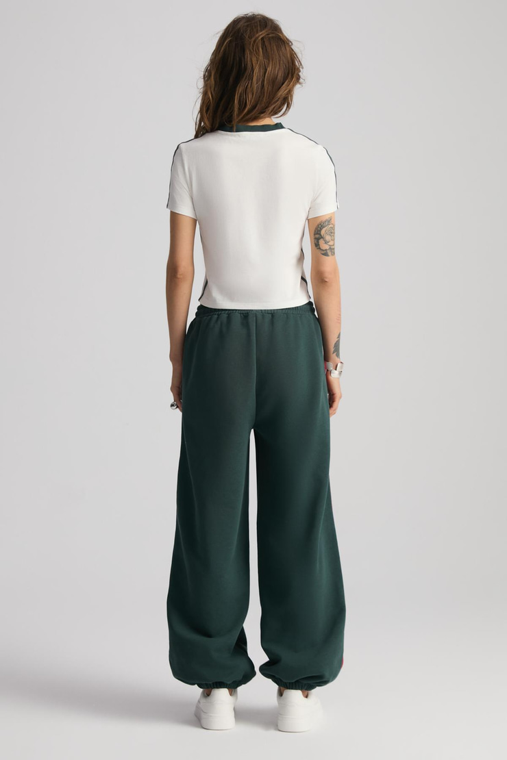 POSSIBLE Kadın Şeritli Cepli Yeşil Pantolon