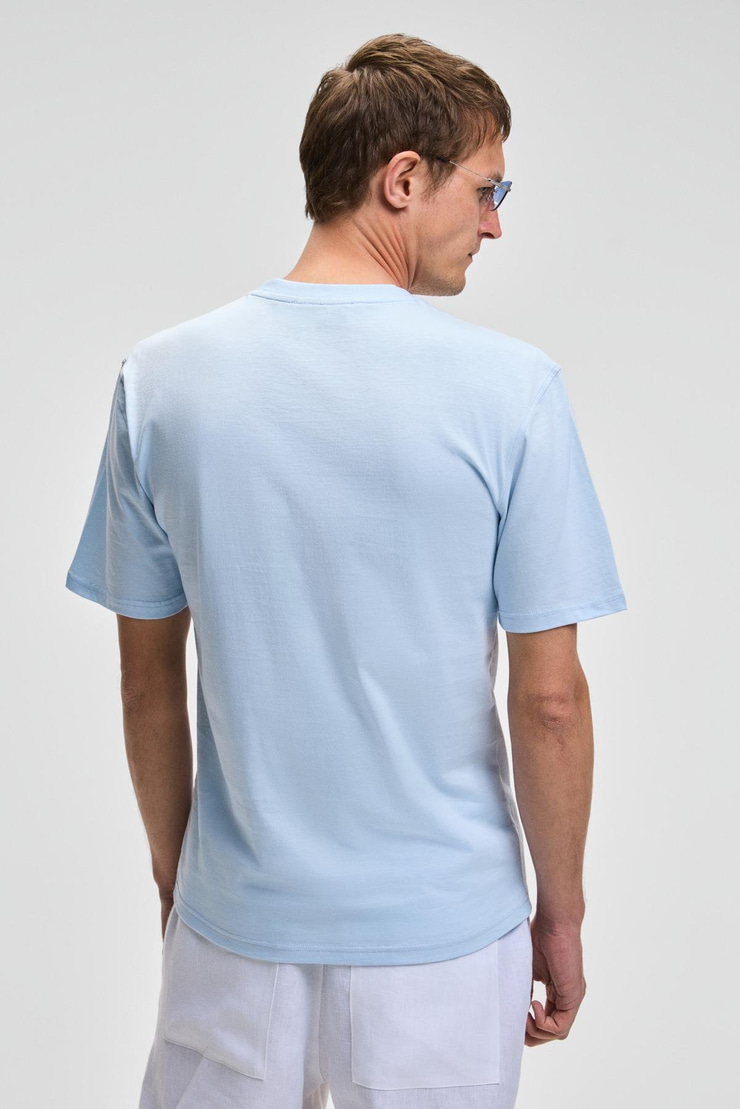 PROVENCE Erkek Bisiklet Yaka %100 Organik Pamuklu Regular Fit Mavi T-Shirt