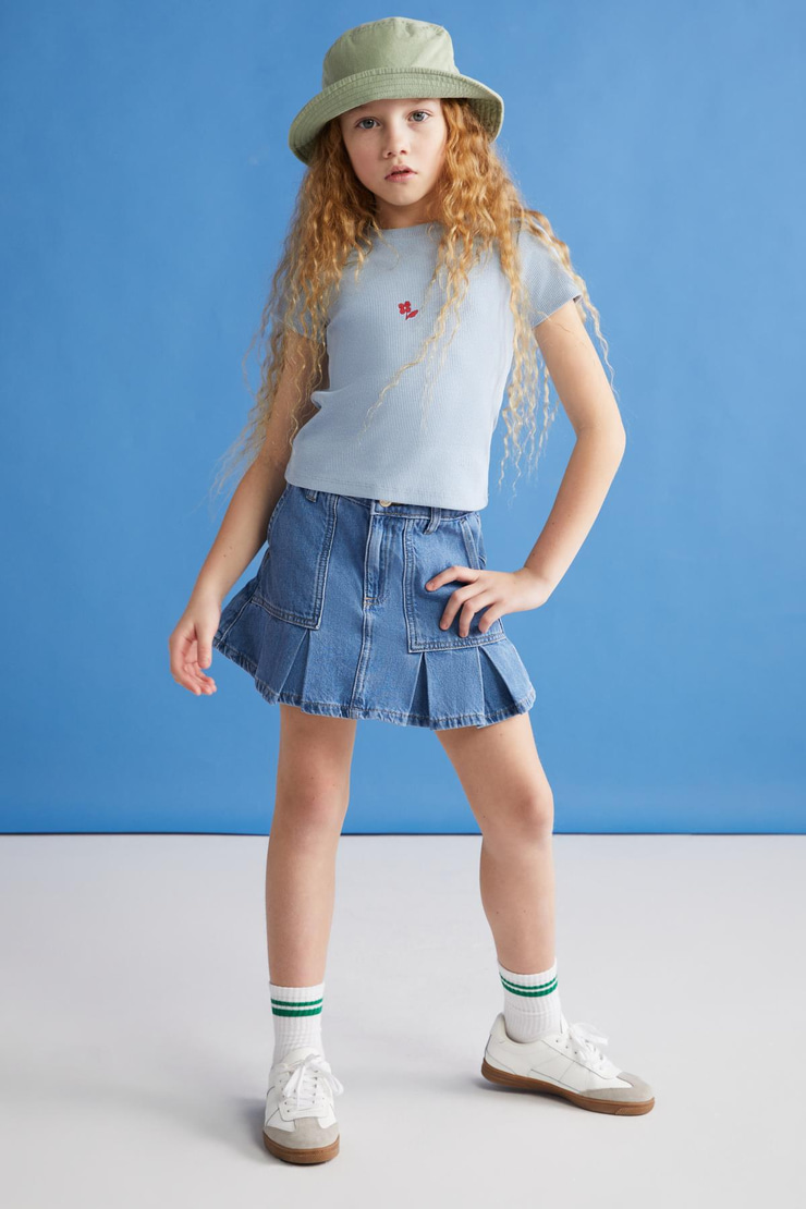 QUARTZ  3-4 Boy Mavi Tekli T-Shirt