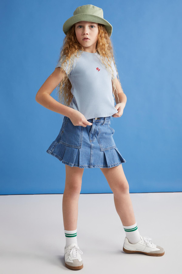 QUARTZ  3-4 Boy Mavi Tekli T-Shirt