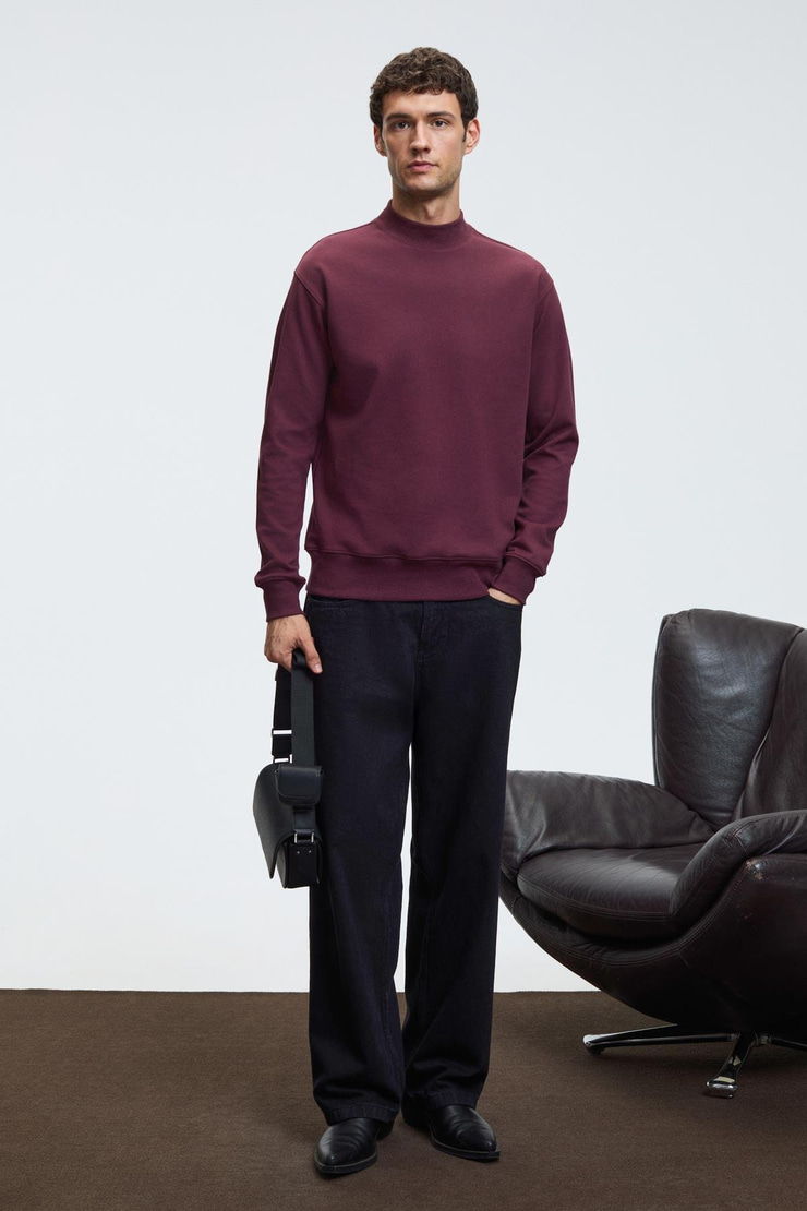 QUILLA Erkek Yarım Balıkçı Basic Bordo Sweatshirt