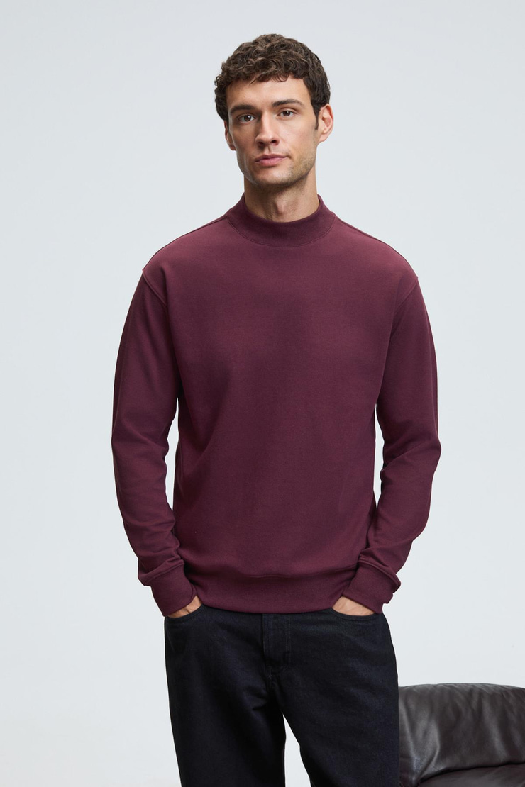 QUILLA Erkek Yarım Balıkçı Basic Bordo Sweatshirt