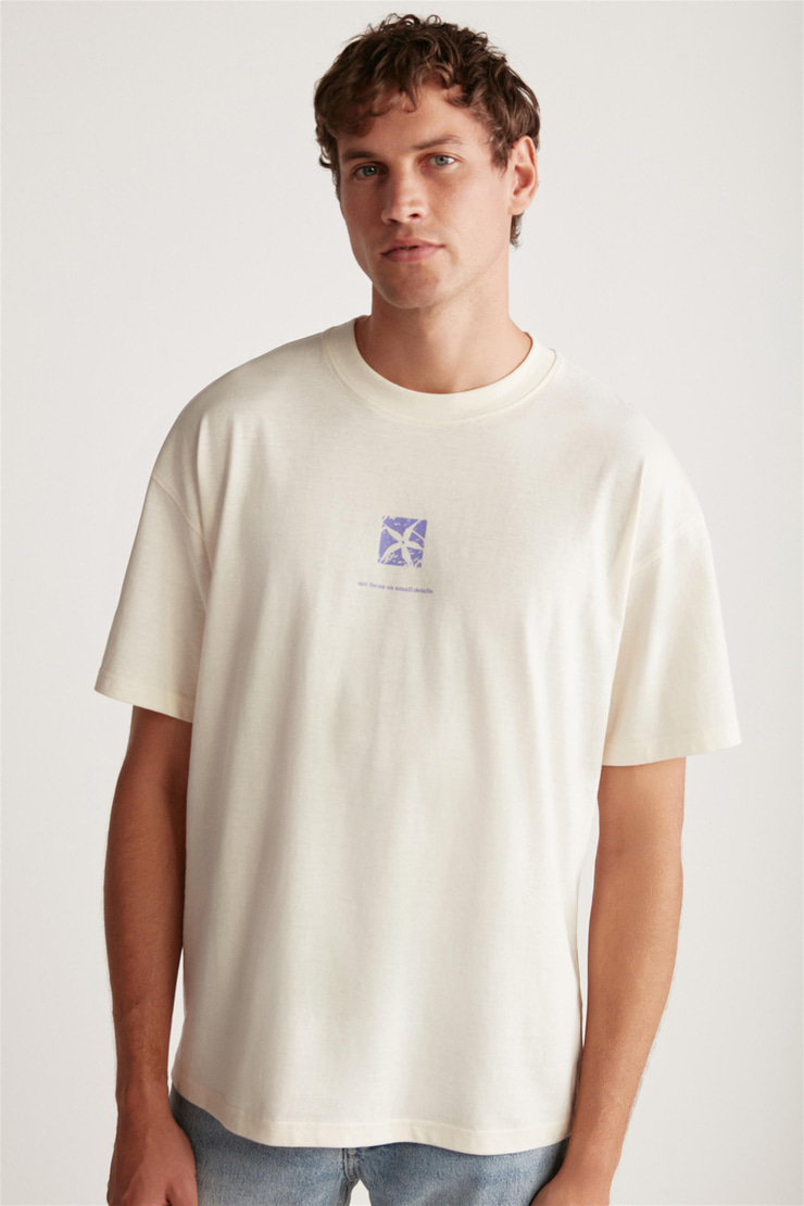 QUINCY Örme Regular Vanilya Tekli T-Shirt