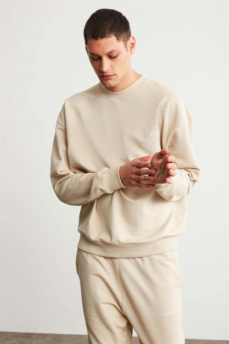 RAIROK Örme Comfort Fit Bej  Sweatshirt