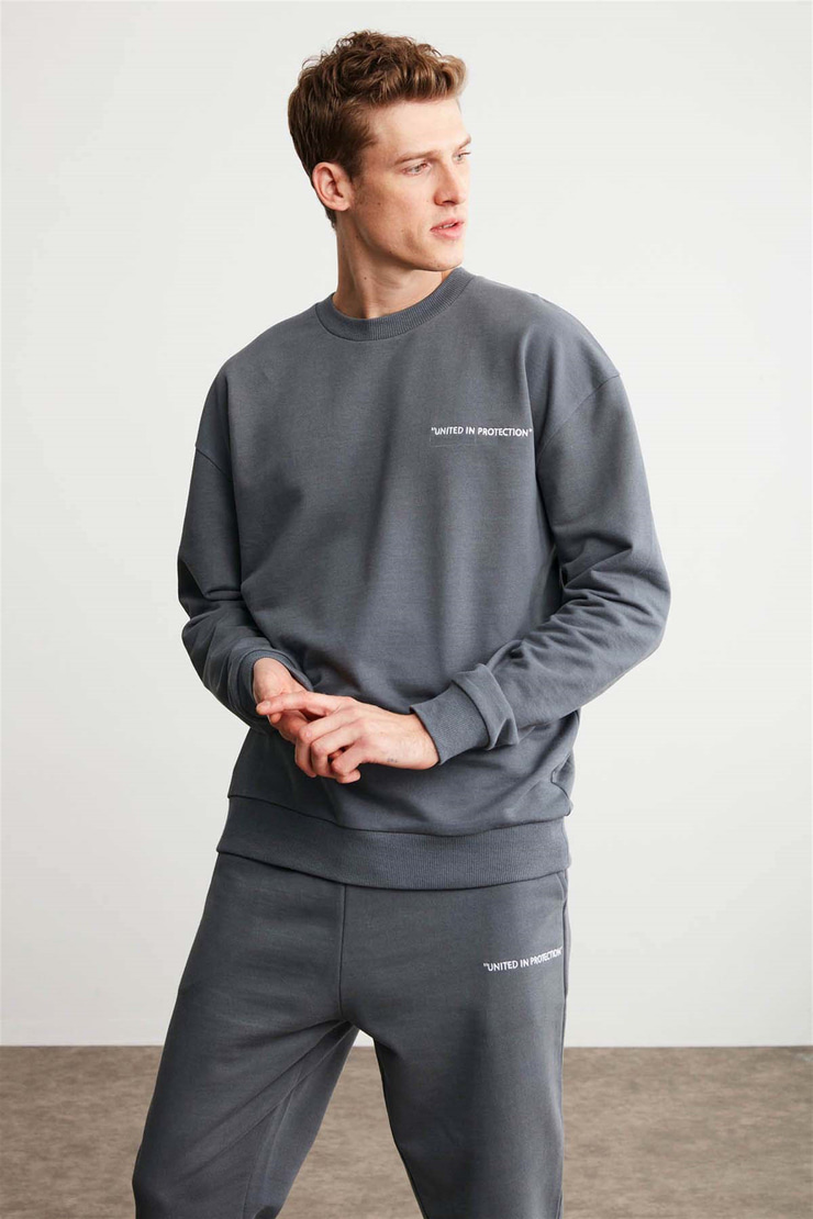 RAIROK Örme Comfort Fit Koyu Gri  Sweatshirt