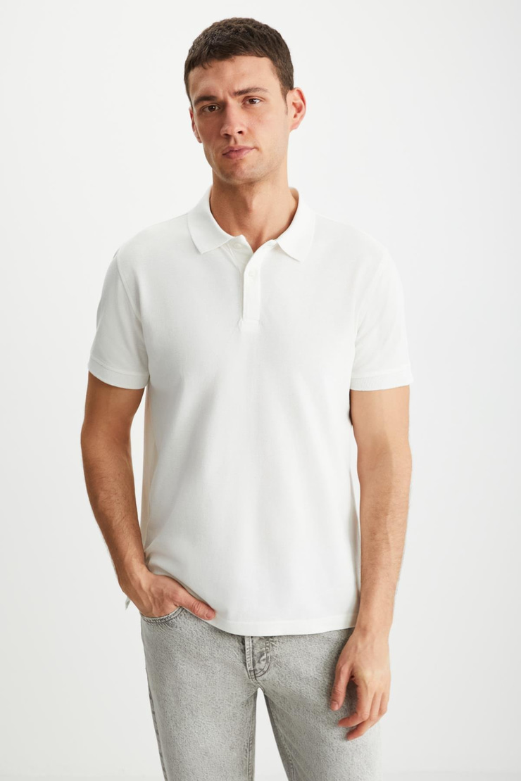 RAMADAN  Regular Ekru Tekli Polo Yaka T-shirt