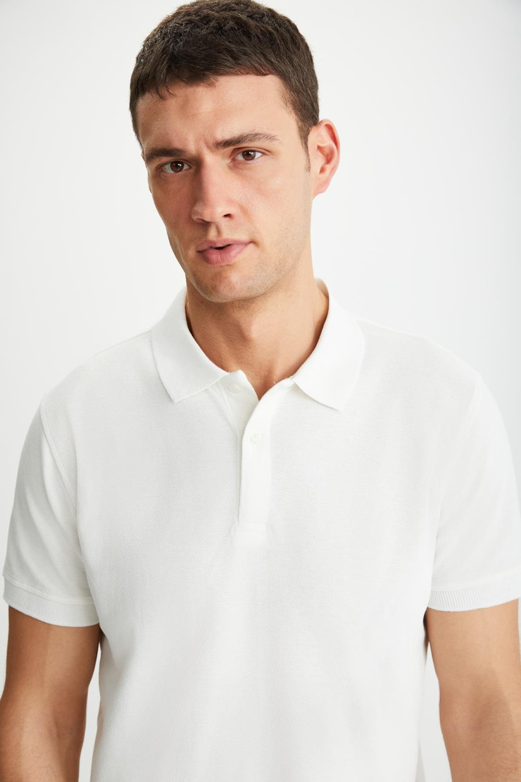 RAMADAN  Regular Ekru Tekli Polo Yaka T-shirt