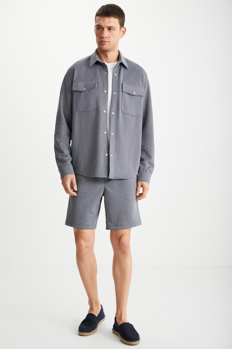 RAMADAN  Regular Gri Tekli Gömlek