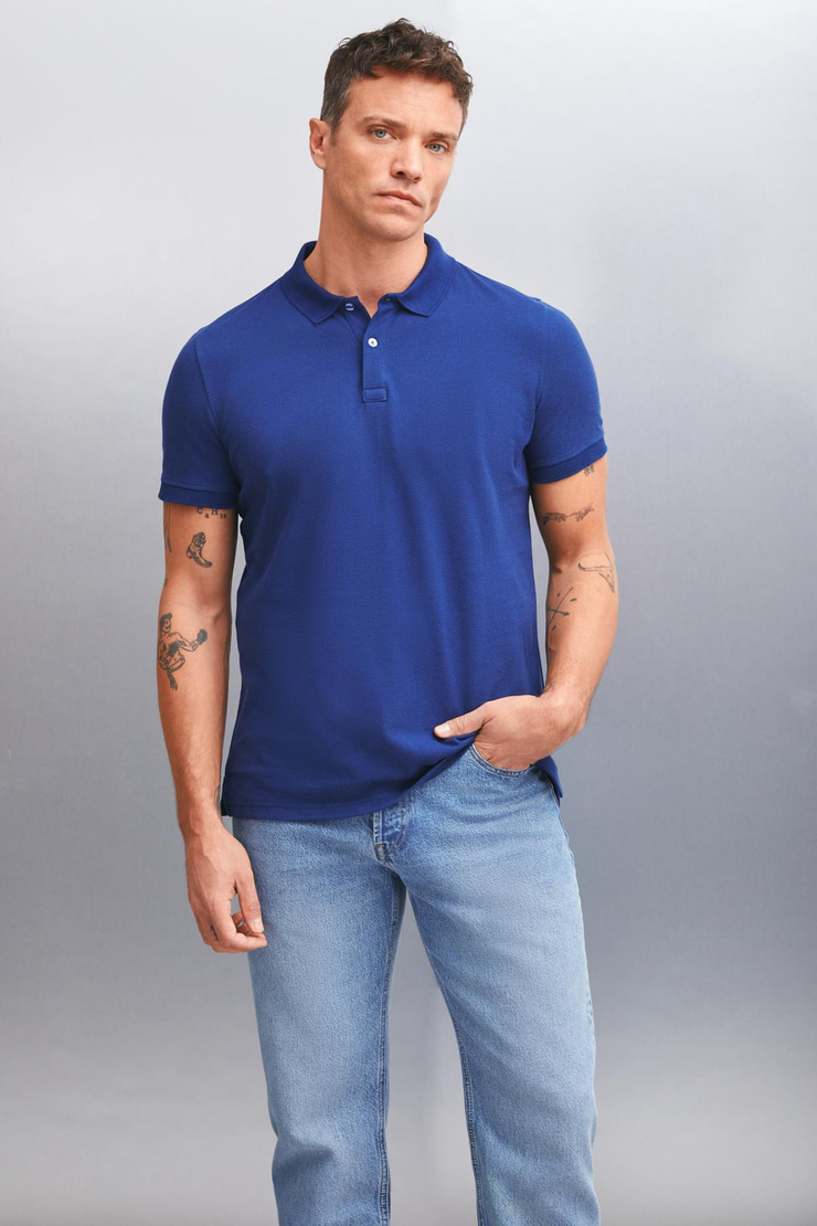 RAMADAN  Regular Lacivert Tekli Polo Yaka T-shirt