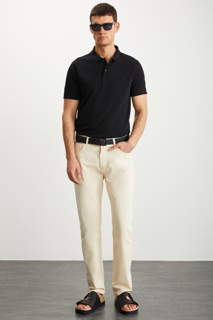 RAMADAN  Regular Siyah Tekli Polo Yaka T-shirt