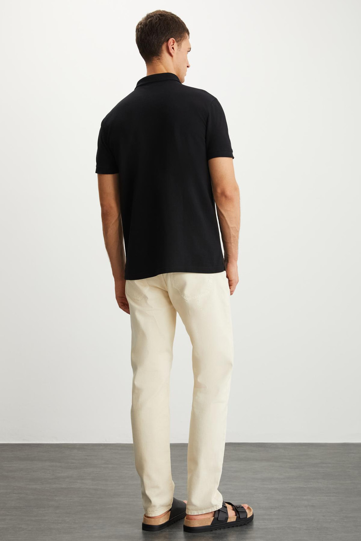 RAMADAN  Regular Siyah Tekli Polo Yaka T-shirt