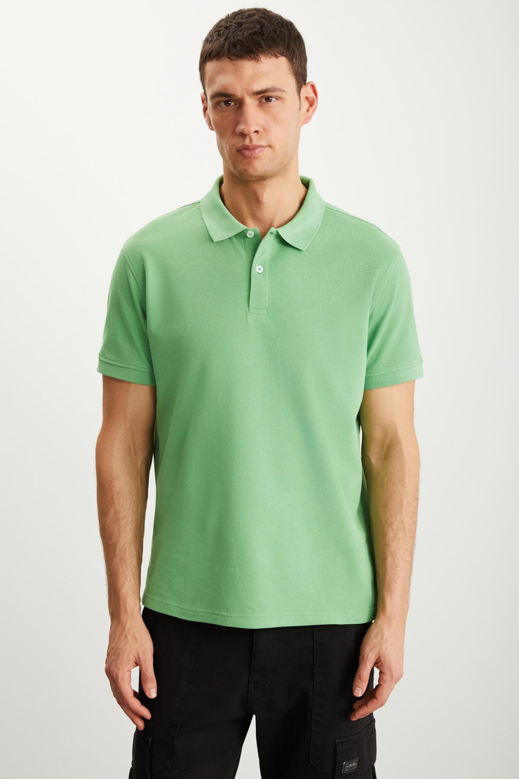 RAMADAN  Regular Yeşil Tekli Polo Yaka T-shirt