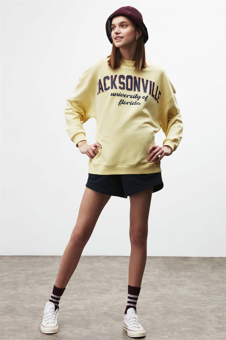 RAMONA Örme Oversize Sarı  Sweatshirt