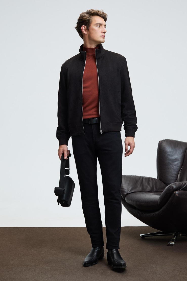 REBEL Erkek Yarım Balıkçı Yaka Basic Regular Fit Triko Kiremit Rengi Kazak