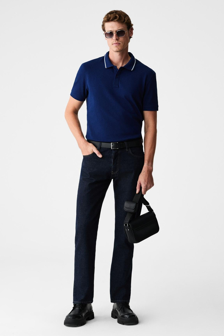 RHODES Erkek Lacivert Polo Yaka T-shirt