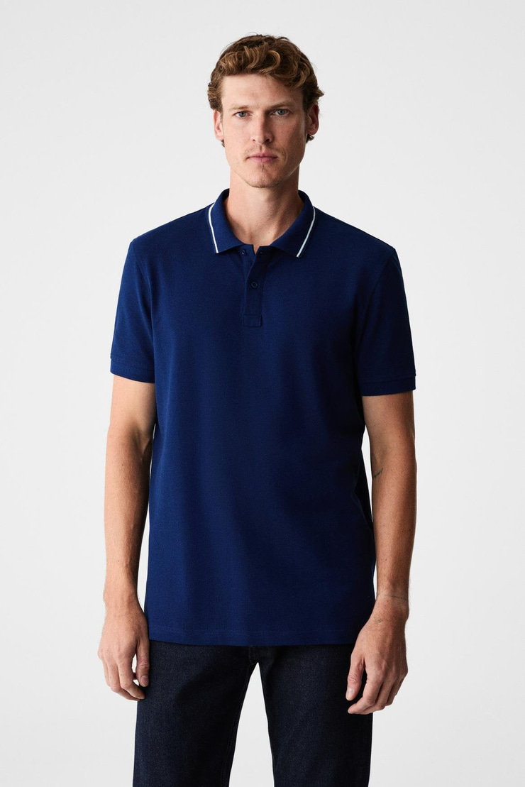 RHODES Erkek Lacivert Polo Yaka T-shirt