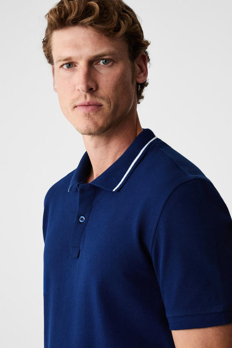 RHODES Erkek Lacivert Polo Yaka T-shirt