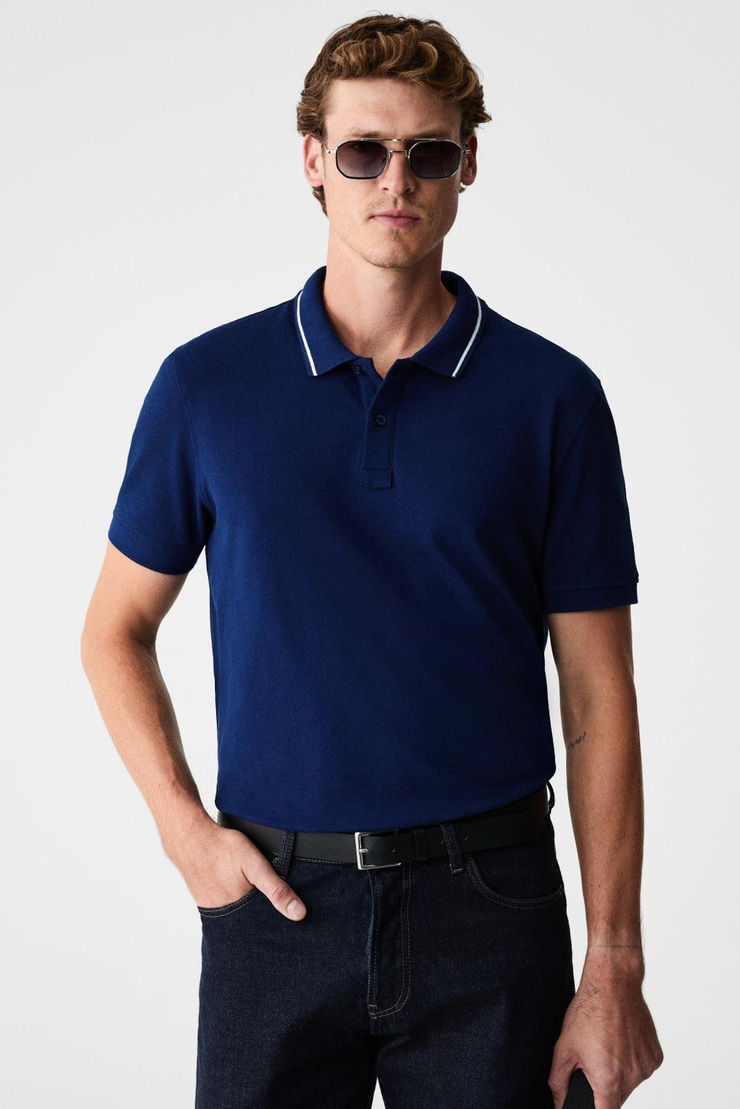 RHODES Erkek Lacivert Polo Yaka T-shirt