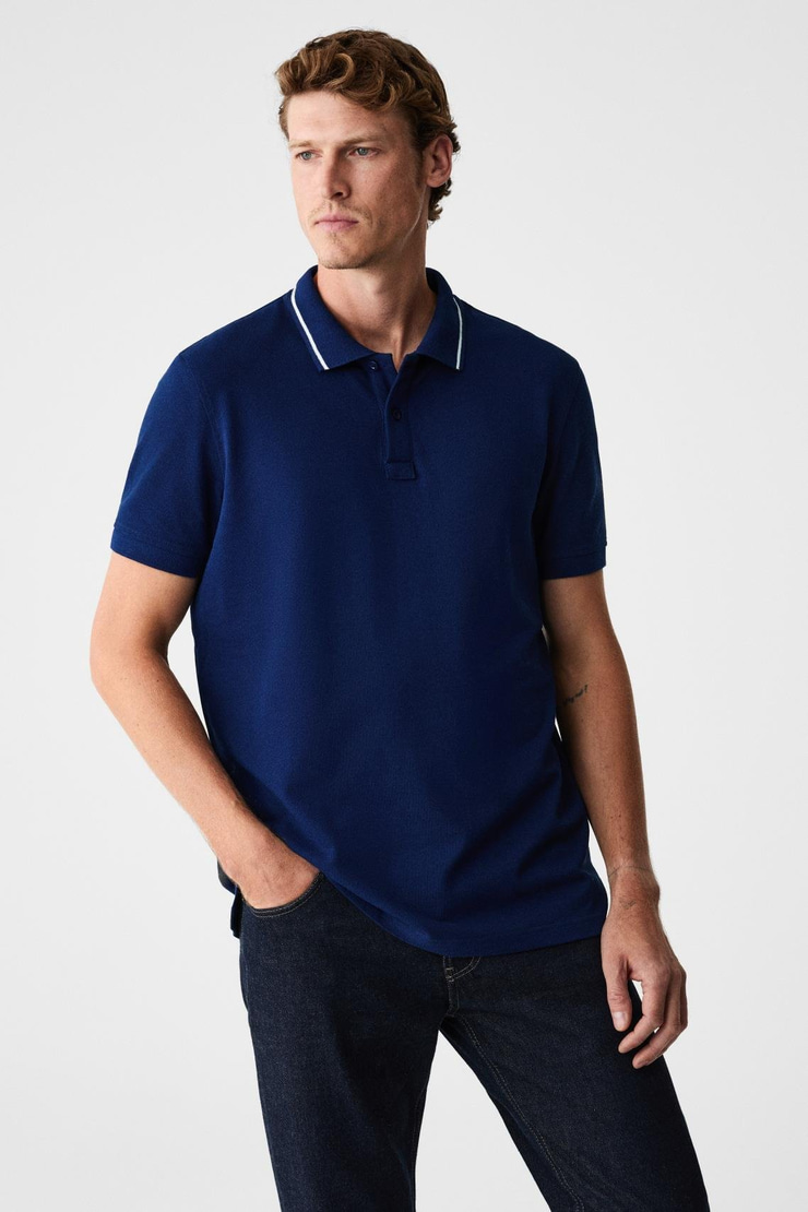 RHODES Erkek Lacivert Polo Yaka T-shirt