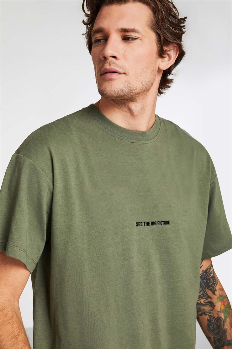 RIVER Örme Oversize Haki  T-Shirt