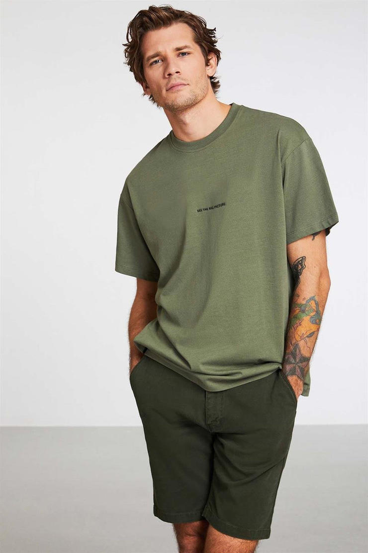 RIVER Örme Oversize Haki  T-Shirt
