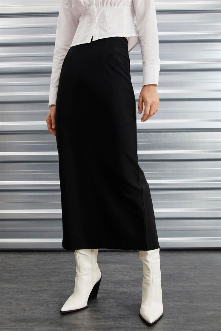 ROSETTA  Regular Siyah Tekli Etek