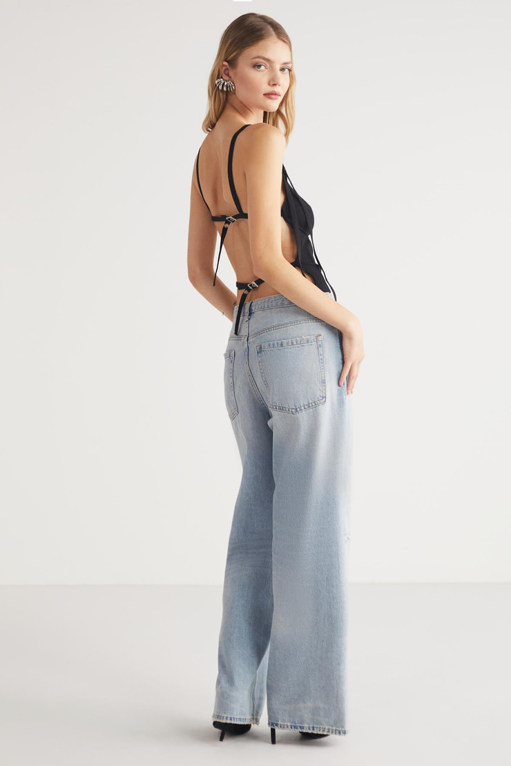 ROUELA  Slim Siyah Tekli Bluz