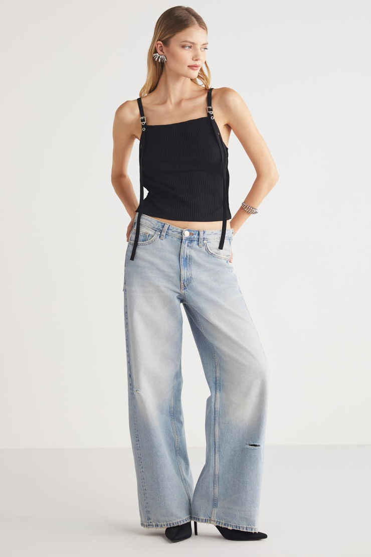 ROUELA  Slim Siyah Tekli Bluz