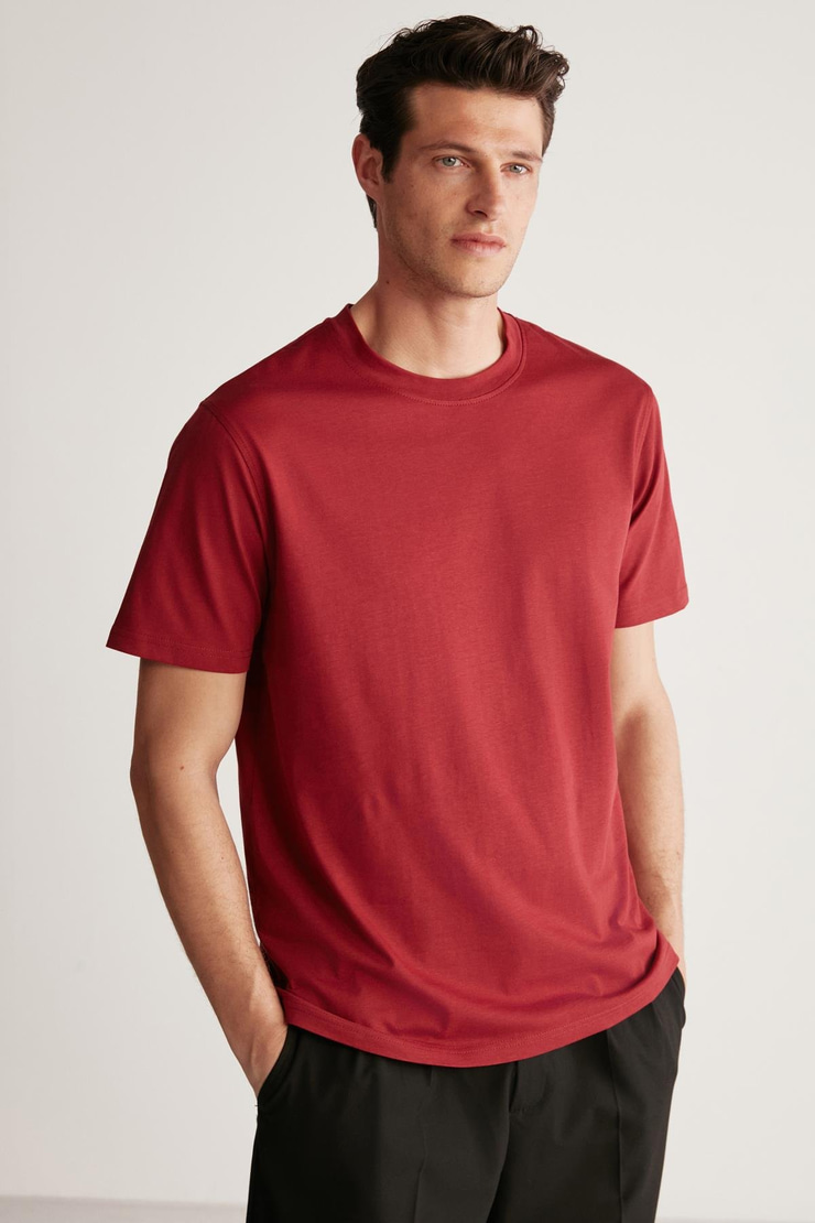 RUDY  Regular Bordo Tekli T-Shirt