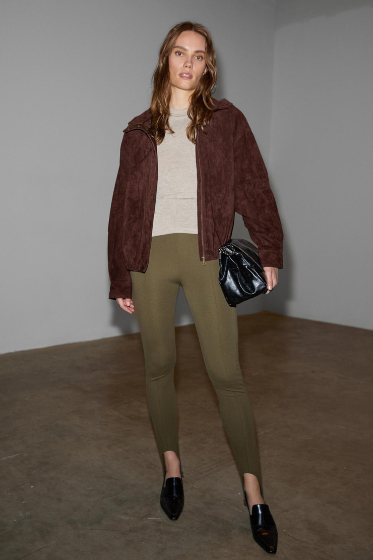 RYSANNE Kadın Esnek Kumaşlı Slim Fit Paçası Lastik Detaylı Haki Pantolon