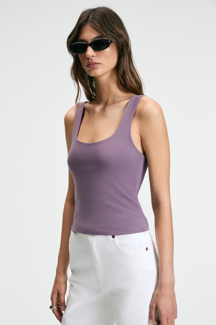 SANUKI Kadın Slim Kısa Oyuk Yaka Mor Büstiyer