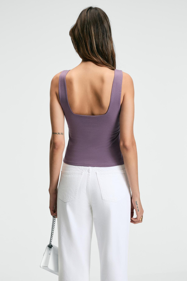 SANUKI Kadın Slim Kısa Oyuk Yaka Mor Büstiyer