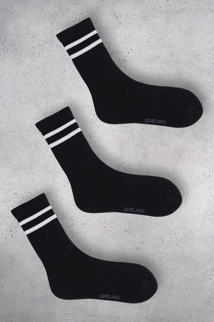 SAURON Erkek Organik Pamuklu 3 Lü Paket Siyah Çorap