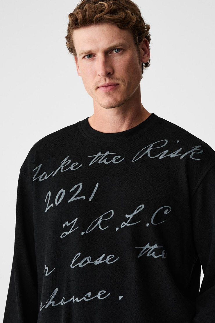 SCRIPTLET Erkek %100 Organik Pamuklu Baskılı Bisiklet Yakalı Oversize Siyah T-Shirt